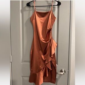 Elegant Copper Satin Dress
